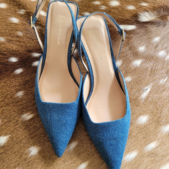 Anthropologie Guilhermina Slingback Kitten Heel in Denim - Picture 7 of 13